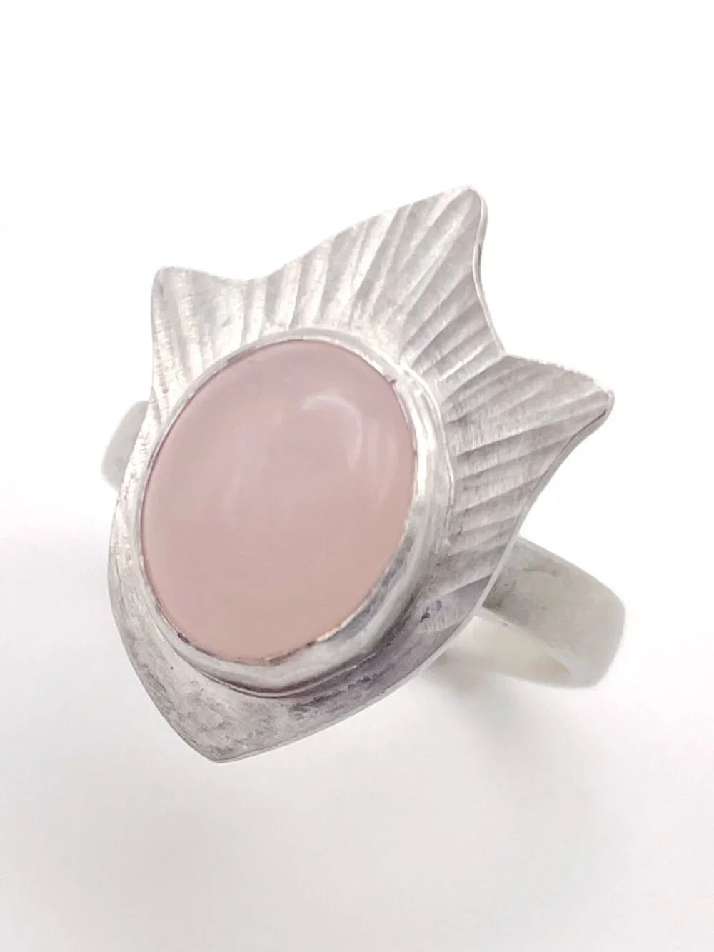 Sterling Silver 925 and Rose Quartz Ring, Size 8, One-of-a-kind